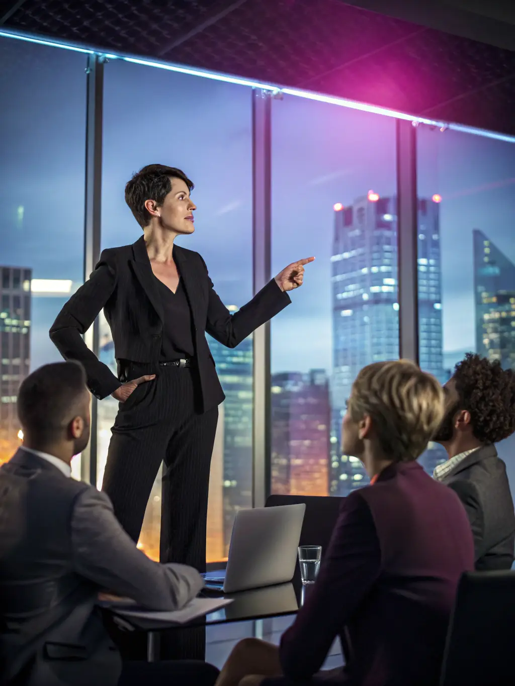 An image of a confident professional leading a team in a modern office environment, representing the Leadership Development Program.